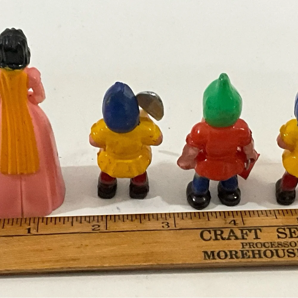 Vintage Snow White and Three Dwarves Cake Toppers Plastic